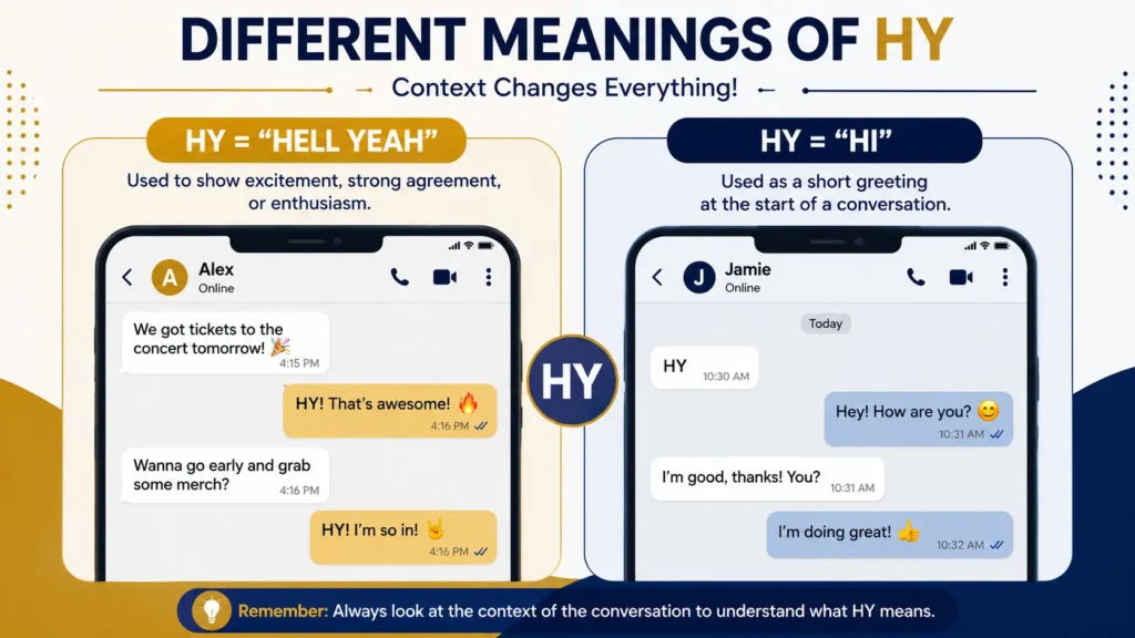Different meanings of HY in text messages