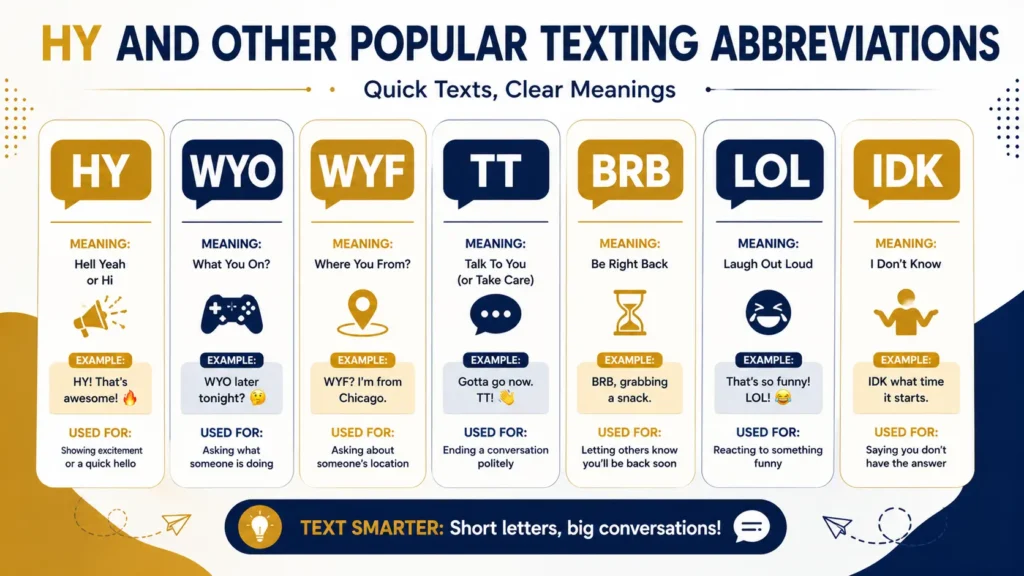 HY meaning compared with other common text slang
