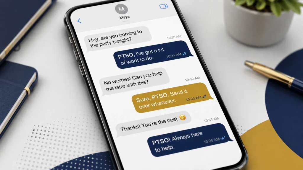 PTSO meaning in text with multiple conversation examples