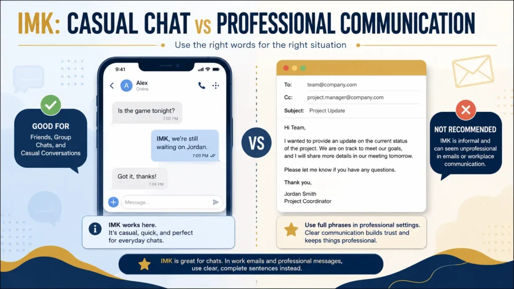Should you use IMK in work emails or professional communication