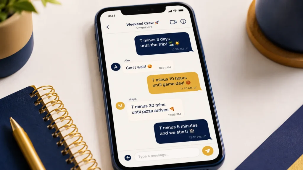 T minus meaning in text