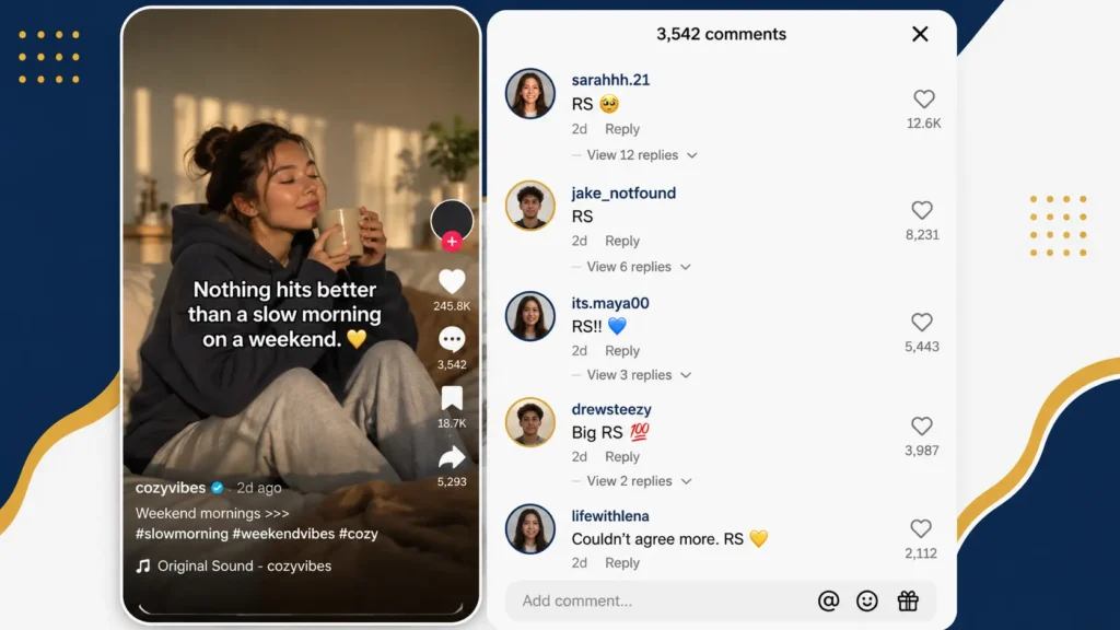 What does RS mean on TikTok comments